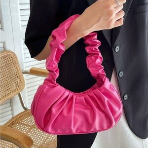 SHEIN Vibrant Pink Ruched Shoulder Bag